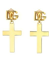 Dolce & Gabbana - Cross Logo Earrings Gioielli Oro - Lyst