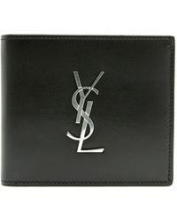 Saint Laurent - Leather Logo Embossed Bifold Wallet - Lyst