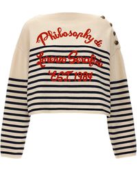 Philosophy - Logo Embroidery Striped Sweater Sweater, Cardigans - Lyst
