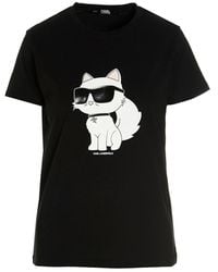 Karl Lagerfeld - 'Ikonik 2.0 Choupette' T Shirt Nero - Lyst