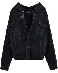 Balenciaga - Off-Shoulder Denim Jacket Giacche Blu - Lyst