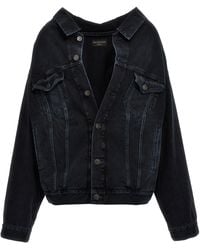 Balenciaga - Off-Shoulder Denim Jacket Casual Jackets, Parka - Lyst
