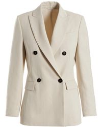 Brunello Cucinelli - Double Breast Blazer Jacket Blazer And Suits Bianco - Lyst