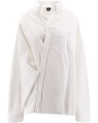 Balenciaga - Camicia Wrap in cotone con logo ricamato - Lyst