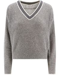 Brunello Cucinelli - V-Neck Sweater Maglioni Multicolor - Lyst