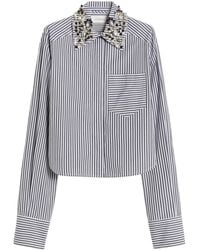 Sportmax - Striped Poplin Crop Shirt - Lyst