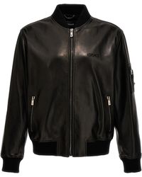 Versace - Leather Bomber Jacket Giacche Nero - Lyst