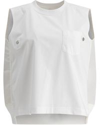Sacai - Cotton Jersey And Nylon Twill Tank Top - Lyst