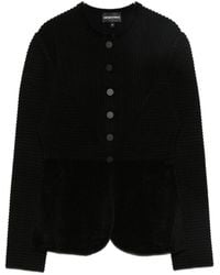 Emporio Armani - Buttoned Crewneck Jacket - Lyst