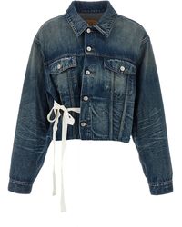 MM6 by Maison Martin Margiela - Tape Denim Jacket Puffer Jackets Blu-Donna - Lyst