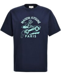 Maison Kitsuné - Racing Fox T Shirt Blu - Lyst