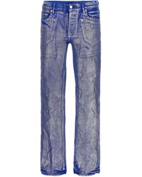 Purple - Silver Foil Flare Jeans - Lyst