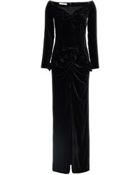 Alessandra Rich - Velvet Off The Shoulder Dress Abiti Nero - Lyst