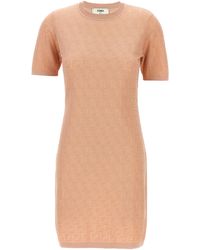 Fendi - Ff Cotton Dress Abiti Rosa-Donna - Lyst