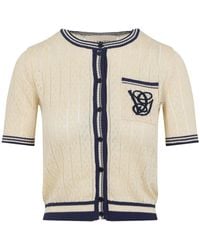 Valentino - Logo-Embroidered Knitted Linen Cardigan - Lyst