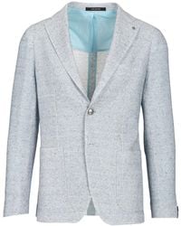 Tagliatore - Cotton And Linen Jersey Blazer Jackets Light - Lyst