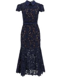 Self-Portrait - Guipure Lace Midi Gonne Blu-Donna - Lyst