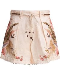 Zimmermann - Ascension Tuck Short Shorts Rosa-Donna - Lyst
