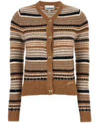 Ganni - Striped Cardigan Sweater, Cardigans - Lyst