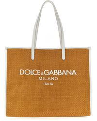 Dolce & Gabbana - Large Shopping Bag With Logo Embroidery Tote Bag - Lyst