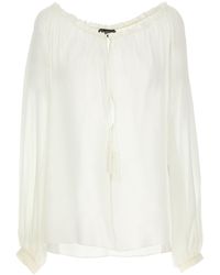 Tom Ford - Silk Georgette Blouse With Adjustable Drawstring - Lyst