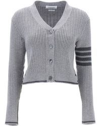 Thom Browne - 4 Bar Baby Cable Cropped Cardigan - Lyst