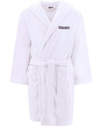 DSquared² - Cotton Bathrobe With Iconic Embroidery On The Back - Lyst
