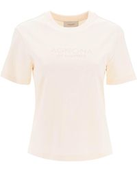 Agnona - T Shirt Con Logo Ricamato - Lyst