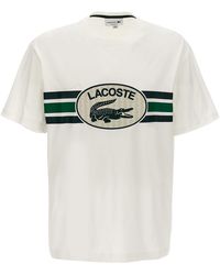 Lacoste - Logo Print T Shirt Bianco - Lyst