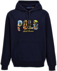 Polo Ralph Lauren - Logo Embroidery Hoodie Felpe Blu - Lyst