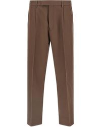 ZEGNA - Wool Cotton Pantaloni Marrone-Uomo - Lyst
