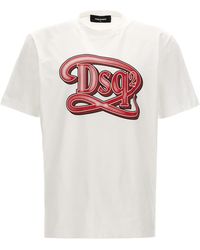 DSquared² - Logo Print T Shirt Bianco - Lyst