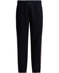 Burberry - With Check Trim Trousers Nero-Uomo - Lyst