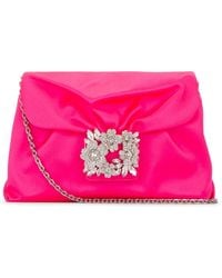 Roger Vivier - Bouquet Crystal-Buckled Clutch Bag - Lyst