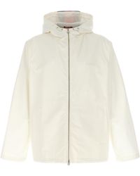 Gucci - Giacca con zip bianca con stampa logo - Lyst