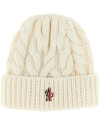 Moncler - Braided Wool Beanie Cappelli Bianco-Donna - Lyst