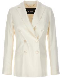 Kiton - Viscose Double-Breasted Blazer Blazer And Suits Bianco - Lyst