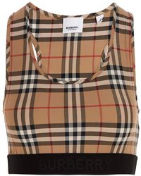 Burberry - Check Sporty Top Intimo Beige - Lyst