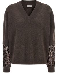 Brunello Cucinelli - Sequin Sleeve Sweater Sweaters And Cardigans - Lyst