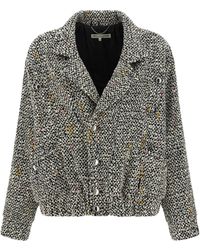 Alessandra Rich - Tweed Bomber Jacket Puffer Jackets Bianco-Donna - Lyst