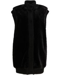Pinko - Sleeveless Faux Fur Jacket Giacche Nero-Donna - Lyst