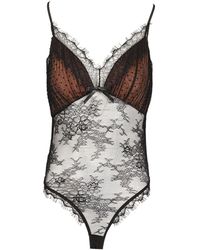 Self-Portrait - Polka Dot Mesh Bodysuit - Lyst