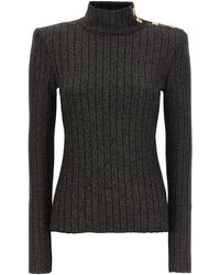 Balmain - Lurex Sweater Maglioni Nero - Lyst