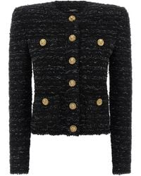 Balmain - Tweed Blazer Blazers Nero-Donna - Lyst