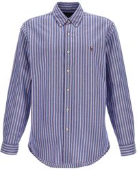 Polo Ralph Lauren - Logo Embroidery Striped Shirt Camicie Celeste - Lyst