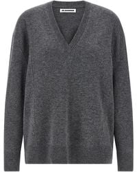 Jil Sander - V-Neck Cashmere Blend Sweater - Lyst