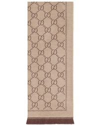 Gucci - Jacquard Wool Scarf With Gg Motif - Lyst