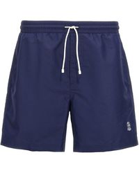 Brunello Cucinelli - Logo Swimsuit Beachwear Blu-Uomo - Lyst