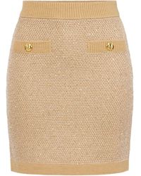 Elisabetta Franchi - Knitted Mini Skirt With Sequins - Lyst