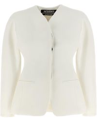 Jacquemus - La Veste Ovalo Blazer And Suits Bianco - Lyst